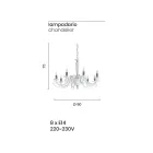 Klasyczny żyrandol 8 świateł włoski ręcznie wykonany ze szkła i kryształu - Malezja Viadurini