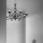 Żyrandol 8 świateł ze szkła weneckiego i metalu Made in Italy - Foscarino Viadurini