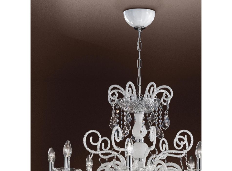 Żyrandol z 8 lampkami ze szkła weneckiego Made in Italy Classic - Florentine Viadurini