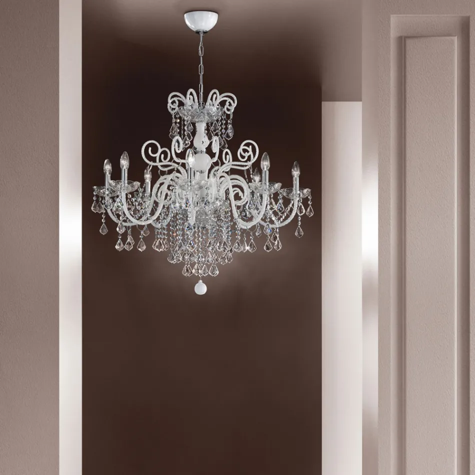 Żyrandol z 8 lampkami ze szkła weneckiego Made in Italy Classic - Florentine Viadurini