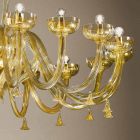 Żyrandol 16 świateł ze szkła weneckiego i złota, ręcznie robiony we Włoszech - Regina Viadurini