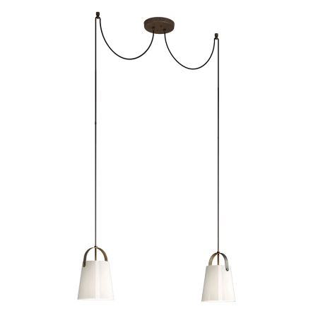 Żyrandol z 2 lampami z mosiądzu i szkła Made in Italy - Dolci Viadurini