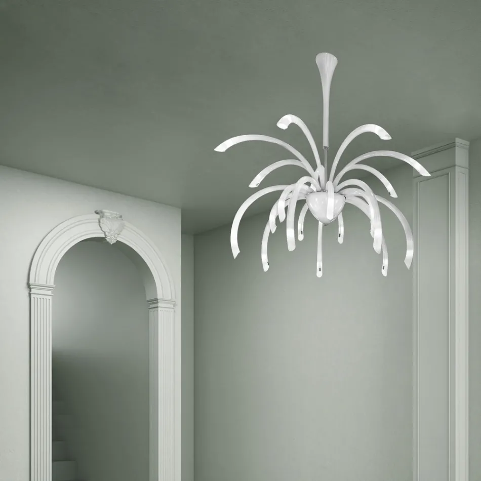 Żyrandol ze szkła weneckiego 21 świateł ręcznie robiony we Włoszech - Jason Viadurini