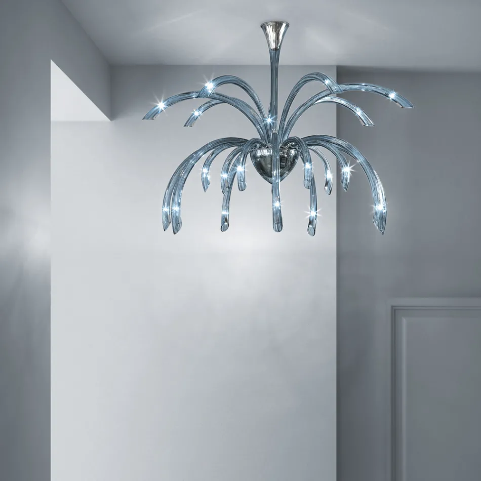 Żyrandol ze szkła weneckiego 21 świateł ręcznie robiony we Włoszech - Jason Viadurini