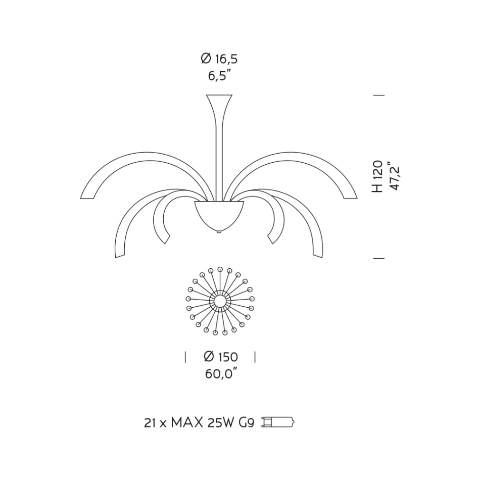 Żyrandol ze szkła weneckiego 21 świateł ręcznie robiony we Włoszech - Jason Viadurini