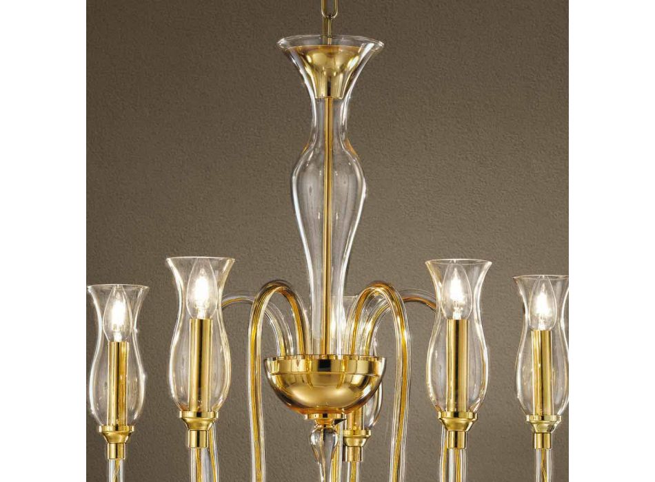 Żyrandol z 5 lampkami Ręcznie robiony we Włoszech ze szkła weneckiego - Vittoria Viadurini