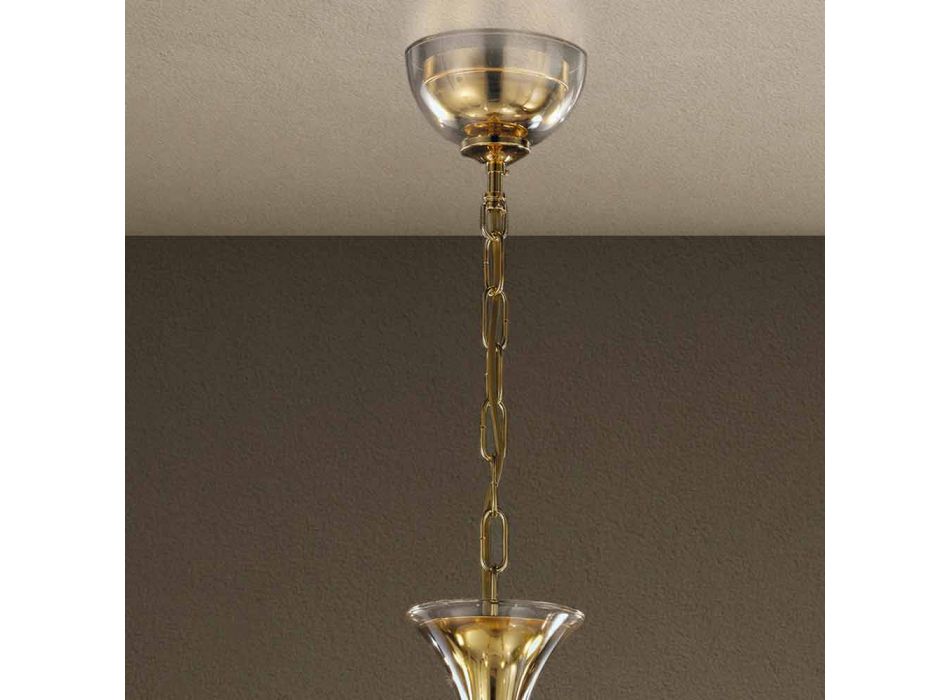 Żyrandol z 5 lampkami Ręcznie robiony we Włoszech ze szkła weneckiego - Vittoria Viadurini