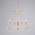 Żyrandol z 5 światłami z metalu i kryształu, zapewniający efektowne oświetlenie – Perla Viadurini