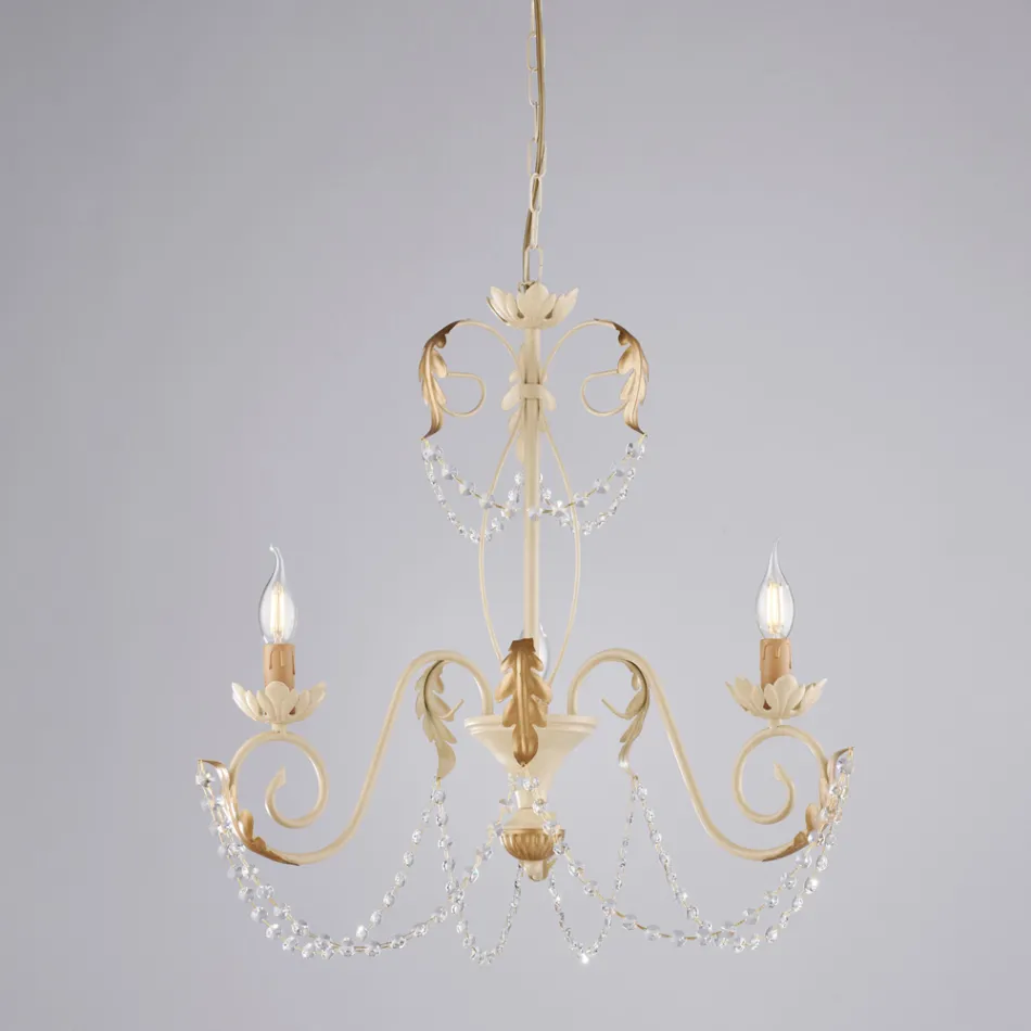 Żyrandol z 5 światłami z metalu i kryształu, zapewniający efektowne oświetlenie – Perla Viadurini