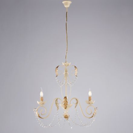 Żyrandol z 5 światłami z metalu i kryształu, zapewniający efektowne oświetlenie – Perla Viadurini