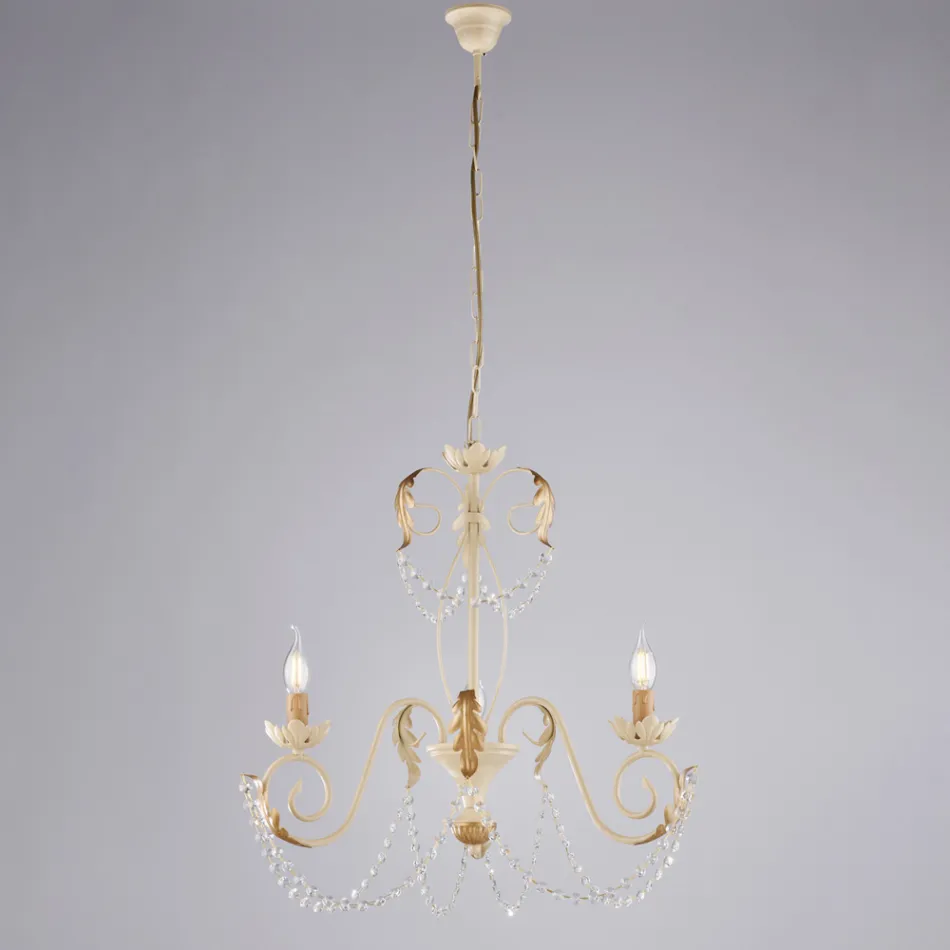 Żyrandol z 5 światłami z metalu i kryształu, zapewniający efektowne oświetlenie – Perla Viadurini