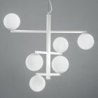 Żyrandol na 6 świateł z malowanego metalu ze szklanymi dyfuzorami - Lido Viadurini