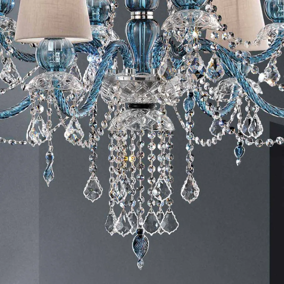 Żyrandol 8 świateł ze szkła weneckiego Ręcznie robiony, wyprodukowany we Włoszech - Milagros Viadurini