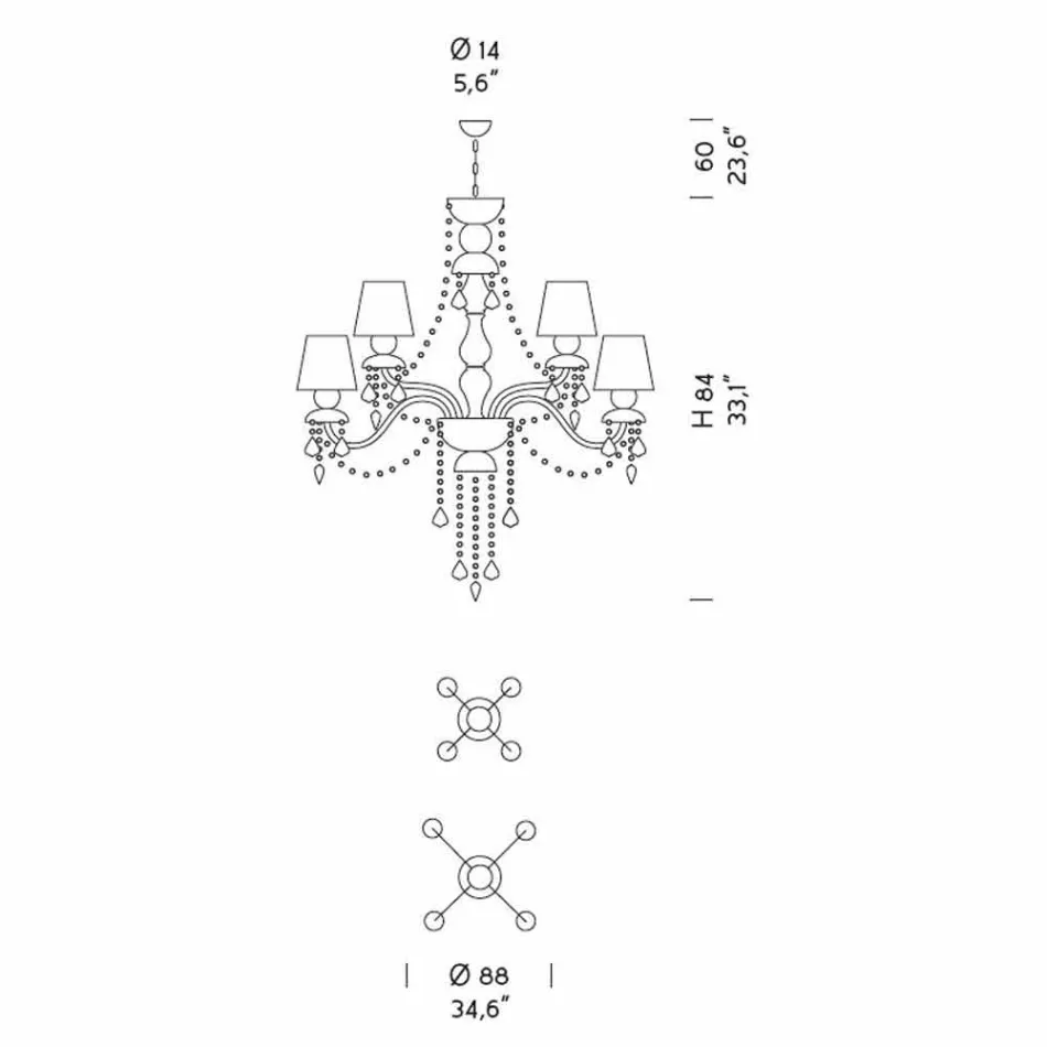 Żyrandol 8 świateł ze szkła weneckiego Ręcznie robiony, wyprodukowany we Włoszech - Milagros Viadurini