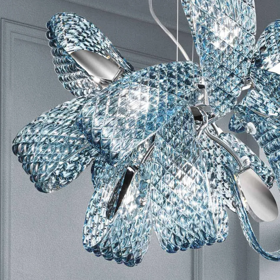 9 jasny żyrandol ze szkła weneckiego, ręcznie robiony we Włoszech - Diamonique Viadurini