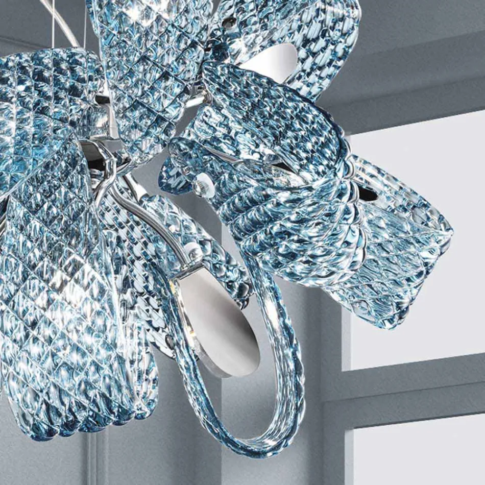 9 jasny żyrandol ze szkła weneckiego, ręcznie robiony we Włoszech - Diamonique Viadurini