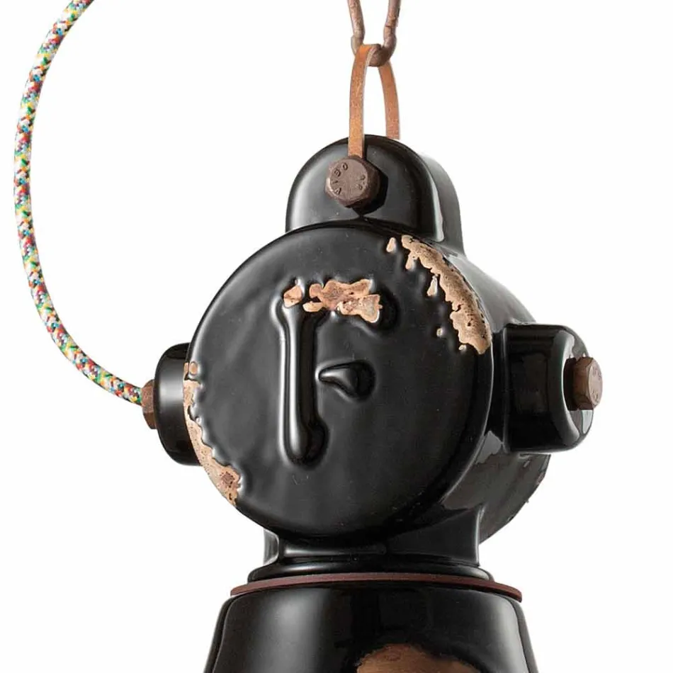 Żyrandol Dzwon rocznika ceramiki i metalu Angela Ferroluce Viadurini