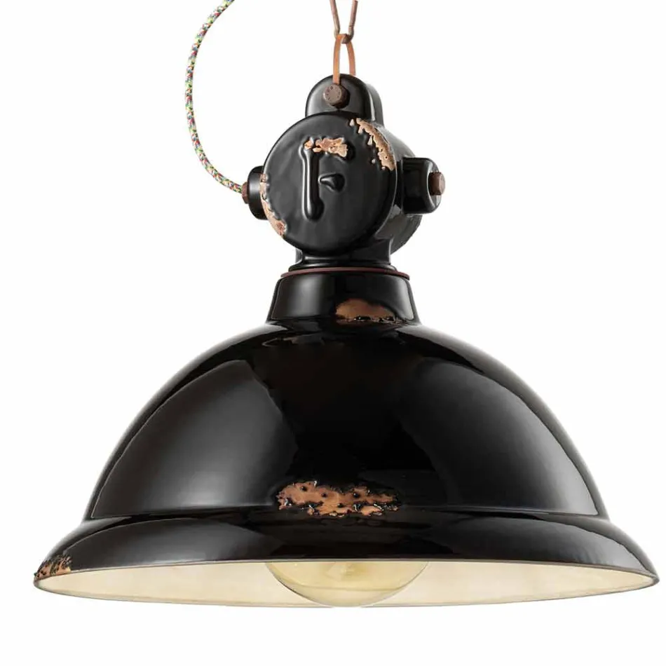 Żyrandol Dzwon rocznika ceramiki i metalu Angela Ferroluce Viadurini