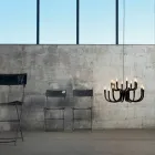 Żyrandol wiszący z 16 lub 32 żarówkami w kolorze białym lub czarnym aluminium - Alviso Viadurini