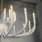 Żyrandol wiszący z 16 lub 32 żarówkami w kolorze białym lub czarnym aluminium - Alviso Viadurini