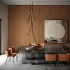 Żyrandol wiszący z pojedynczą rozetą z drewna Made in Italy - Orlov Viadurini