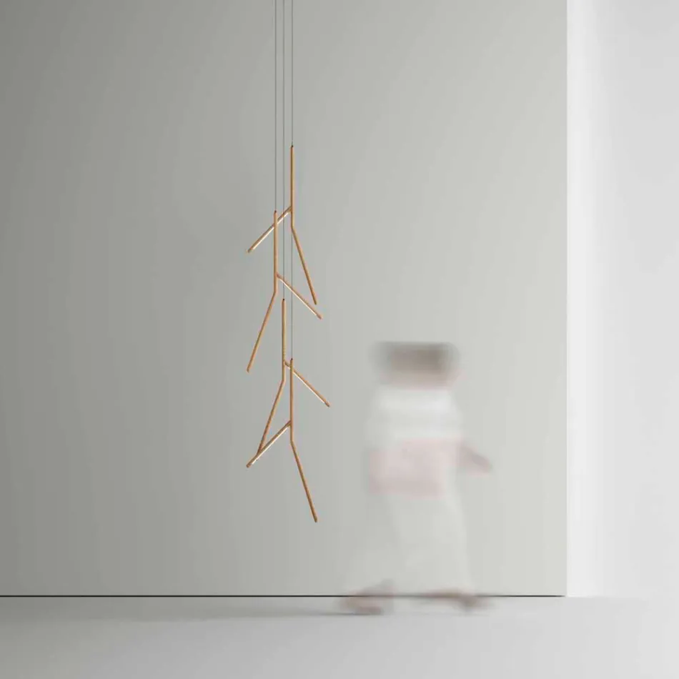 Żyrandol wiszący z unikalną drewnianą rozetą Made in Italy - Orlov Viadurini