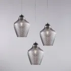 Alnitak 3-Light Czarna szklana lampa wisząca z metalu Viadurini