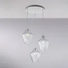 Alnitak 3-Light Czarna szklana lampa wisząca z metalu Viadurini