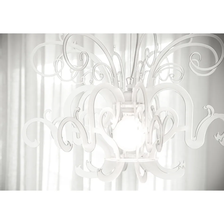 Żyrandol wiszący z nadającego się do recyklingu białego lub czarnego pleksiglasu - Sancho Viadurini