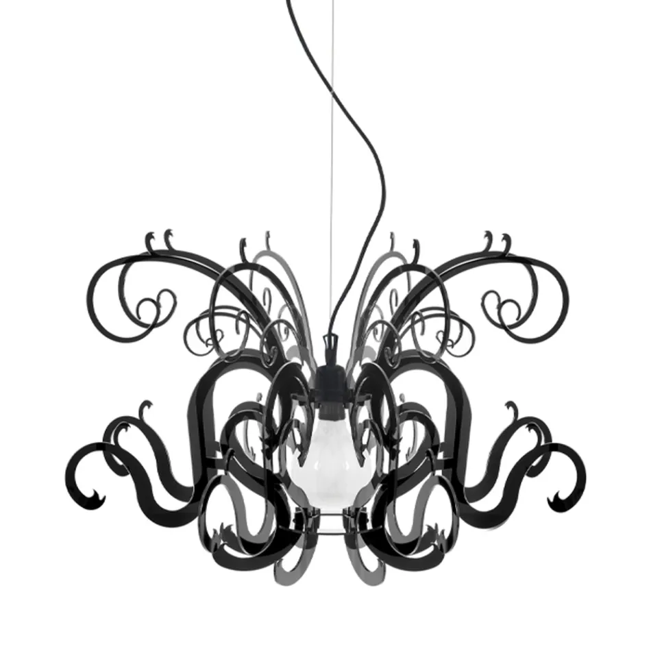 Żyrandol wiszący z nadającego się do recyklingu białego lub czarnego pleksiglasu - Sancho Viadurini