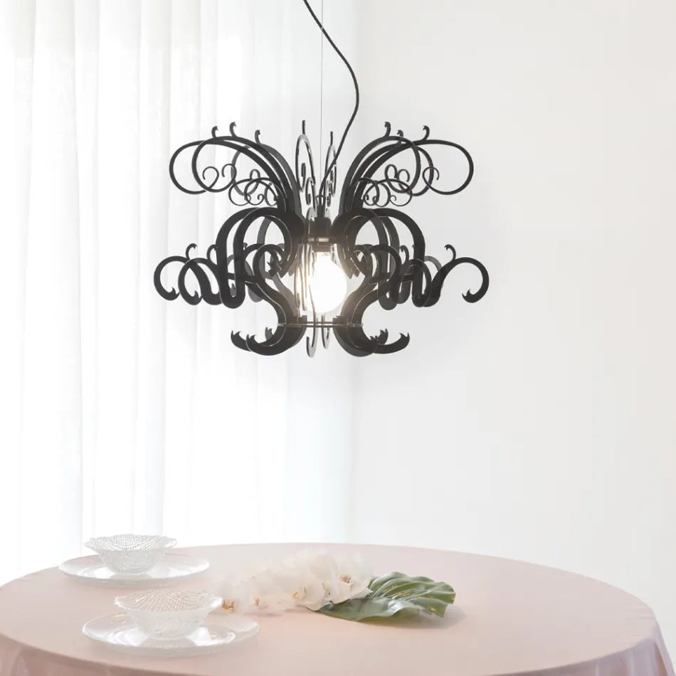 Żyrandol wiszący z nadającego się do recyklingu białego lub czarnego pleksiglasu - Sancho Viadurini