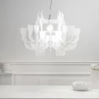 Lampa wisząca z satynowego białego pleksiglasu, wyprodukowana we Włoszech - Gea Viadurini