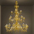 Ręcznie wykonane szkło weneckie i złoty żyrandol z 28 światłami Made in Italy - Regina