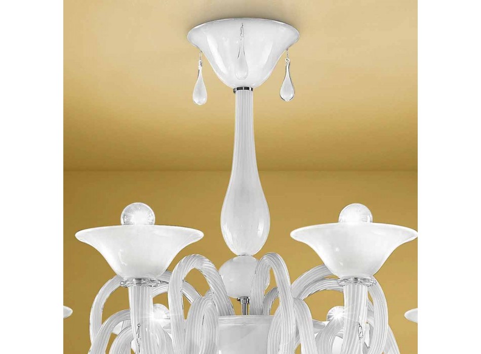 Żyrandol Artisan 8 świateł ze szkła weneckiego, wyprodukowany we Włoszech - Margherita Viadurini