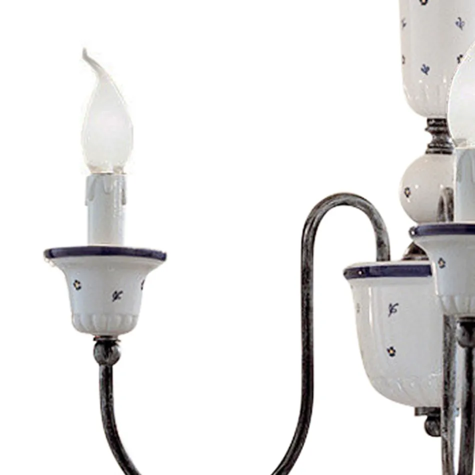 Żyrandol wykonany ręcznie z ceramiki i antycznego mosiądzu - Sanremo Viadurini