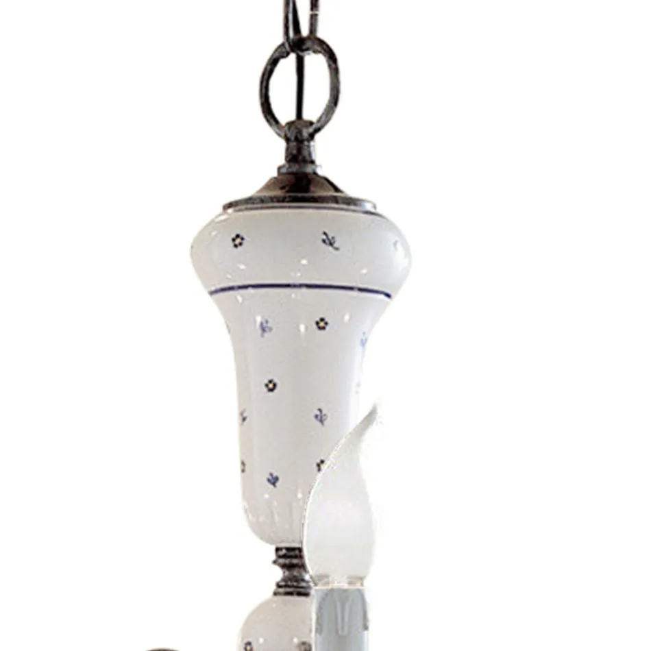 Żyrandol wykonany ręcznie z ceramiki i antycznego mosiądzu - Sanremo Viadurini