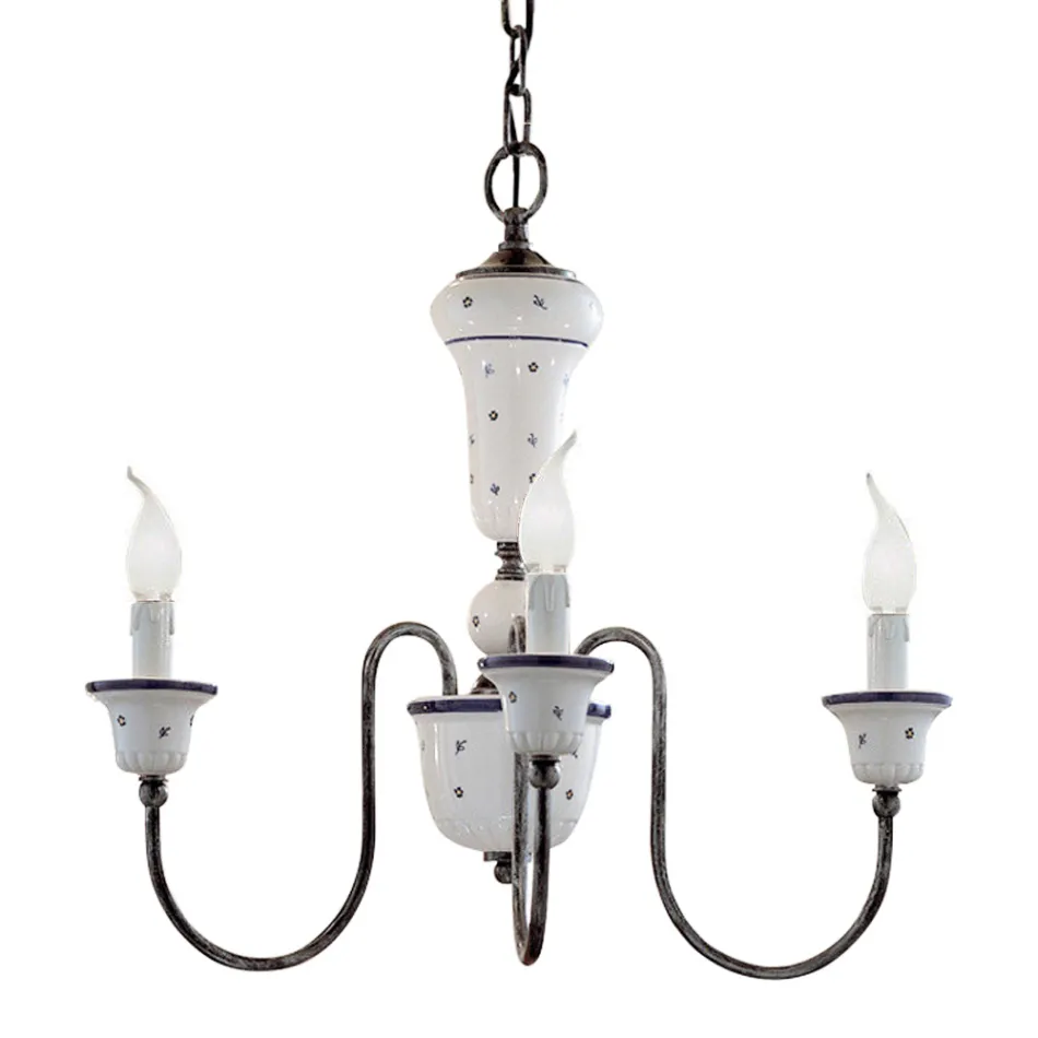 Żyrandol wykonany ręcznie z ceramiki i antycznego mosiądzu - Sanremo Viadurini