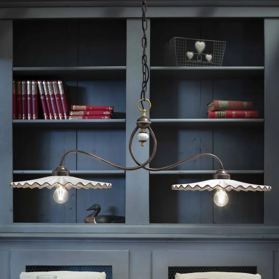 Żyrandol dwuramienny ceramiczny Ferroluce L'Aquila Viadurini