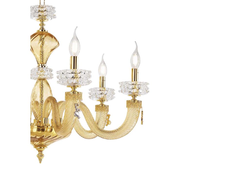 Klasyczny żyrandol 12 lamp z włoskiego luksusowego ręcznie wykonanego szkła - Saline Viadurini