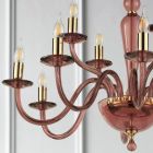 Klasyczny żyrandol 12 lamp z ręcznie robionego włoskiego szkła i metalu - Oliver Viadurini