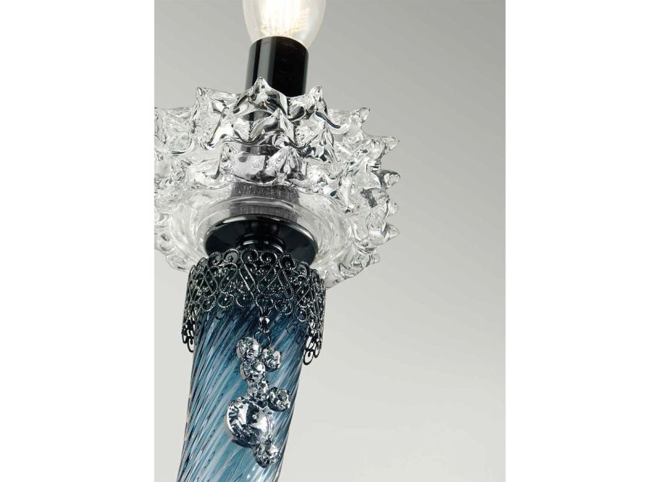 Klasyczny żyrandol 8 świateł z włoskiego luksusowego ręcznie wykonanego szkła - Saline Viadurini