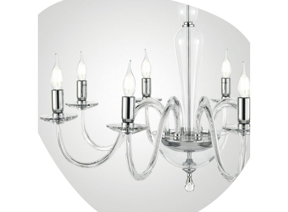 Klasyczny żyrandol 8 świateł z ręcznie robionego włoskiego szkła i metalu - Oliver Viadurini