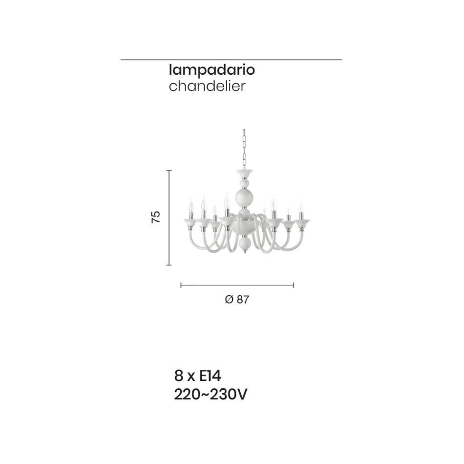 Luksusowy włoski ręcznie robiony szklany żyrandol 8 lamp - Mindful Viadurini