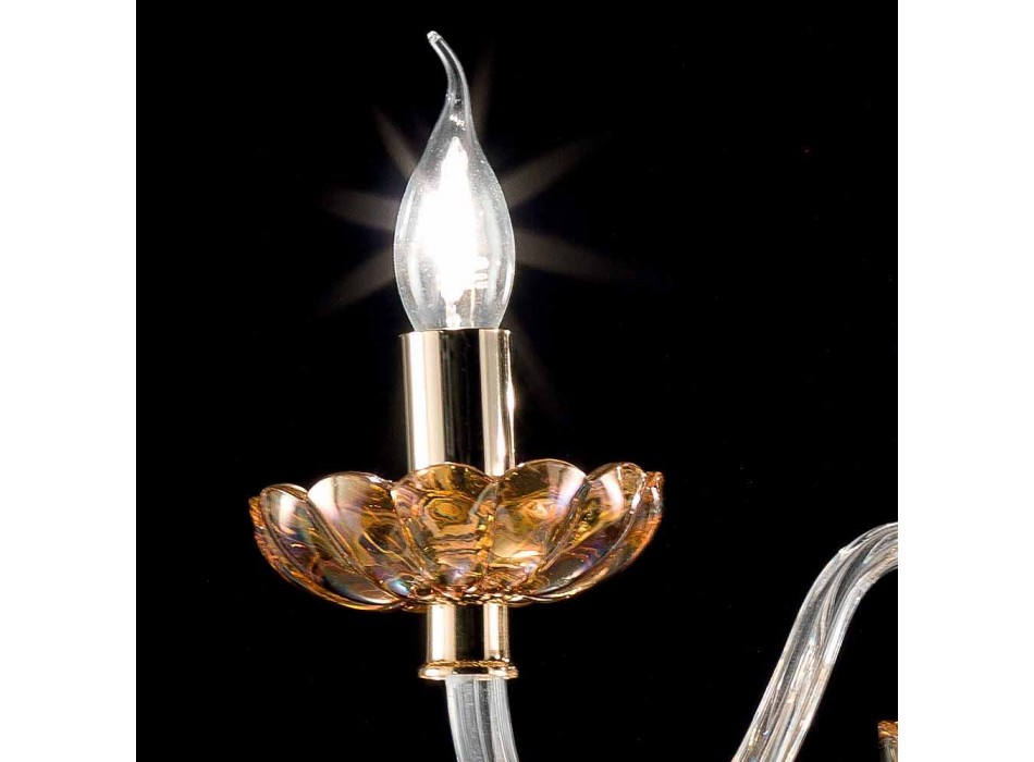 Klasyczny żyrandol w kryształ i szkło 3 lampki Belle, wykonane we Włoszech Viadurini