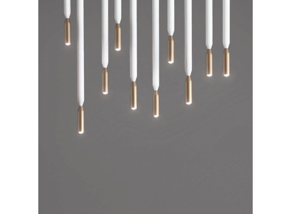 Żyrandol z 10 diodami LED z malowanego metalu i regulowanymi kablami - Modrzew Viadurini