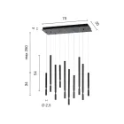 Żyrandol z 10 diodami LED z malowanego metalu i regulowanymi kablami - modrzew Viadurini