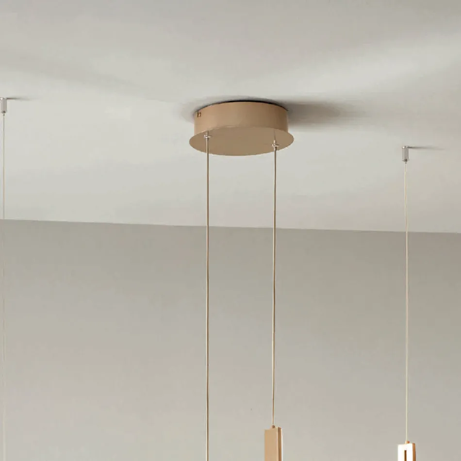 Żyrandol z 2 diodami LED z wyjmowaną wkładką ze szkła granulowanego - Catalpa Viadurini