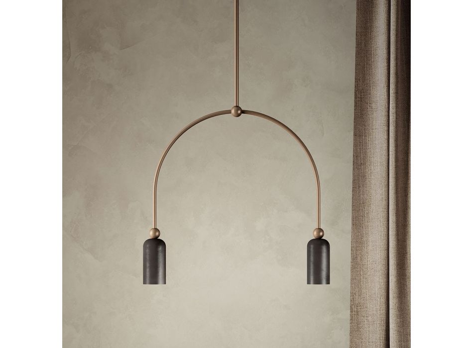 Żyrandol z 2 lampami w różnych wykończeniach Made in Italy - Lady Viadurini