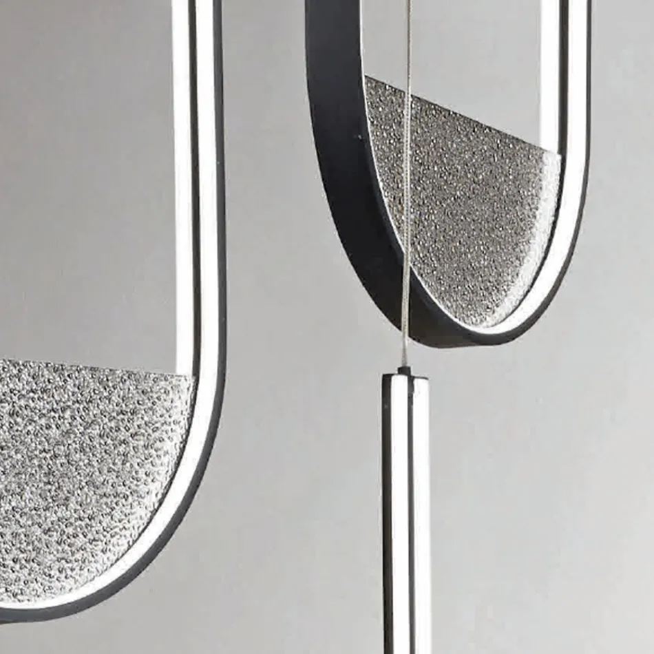 Żyrandol z 3 diodami LED z wyjmowaną wkładką ze szkła granulowanego - Catalpa Viadurini