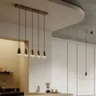 Żyrandol z 5 lampkami z żelaza i szkła Made in Italy - Cloudy Viadurini